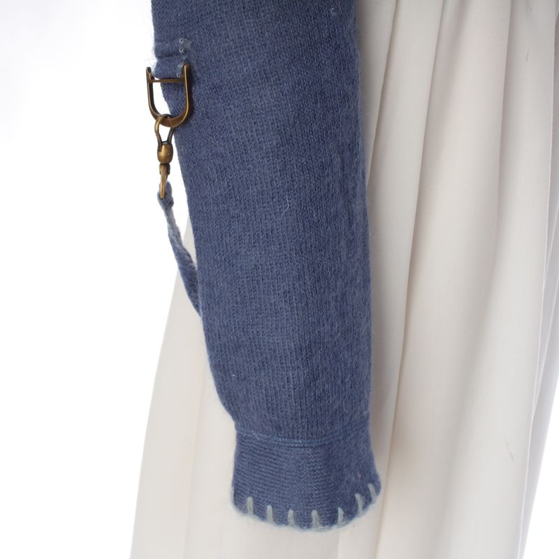 Dior Wool Mohair Nylon D Logo Horsebit Cropped Knit Jacket Blue Light