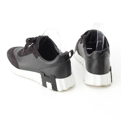 Hermes Leather Bouncing Sneakers Shoes Black White 37