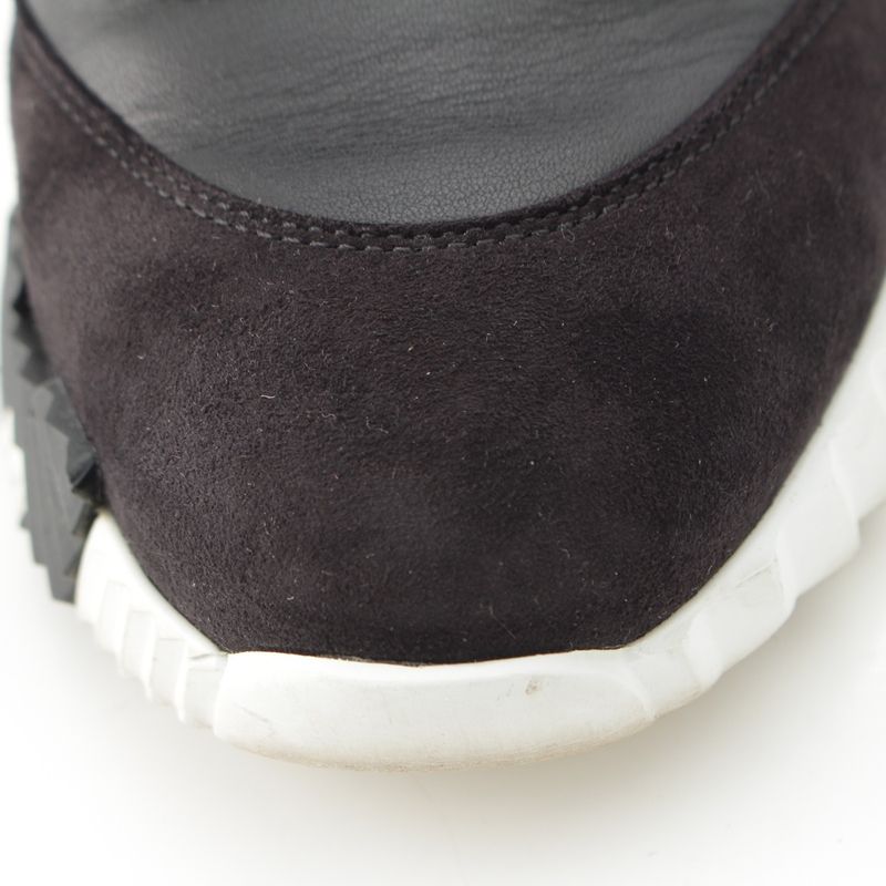 Hermes Leather Bouncing Sneakers Shoes Black White 37