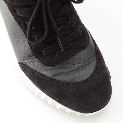 Hermes Leather Bouncing Sneakers Shoes Black White 37