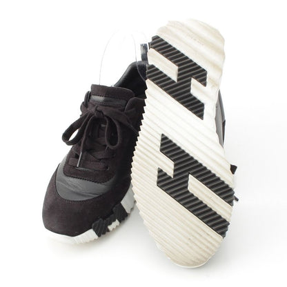 Hermes Leather Bouncing Sneakers Shoes Black White 37