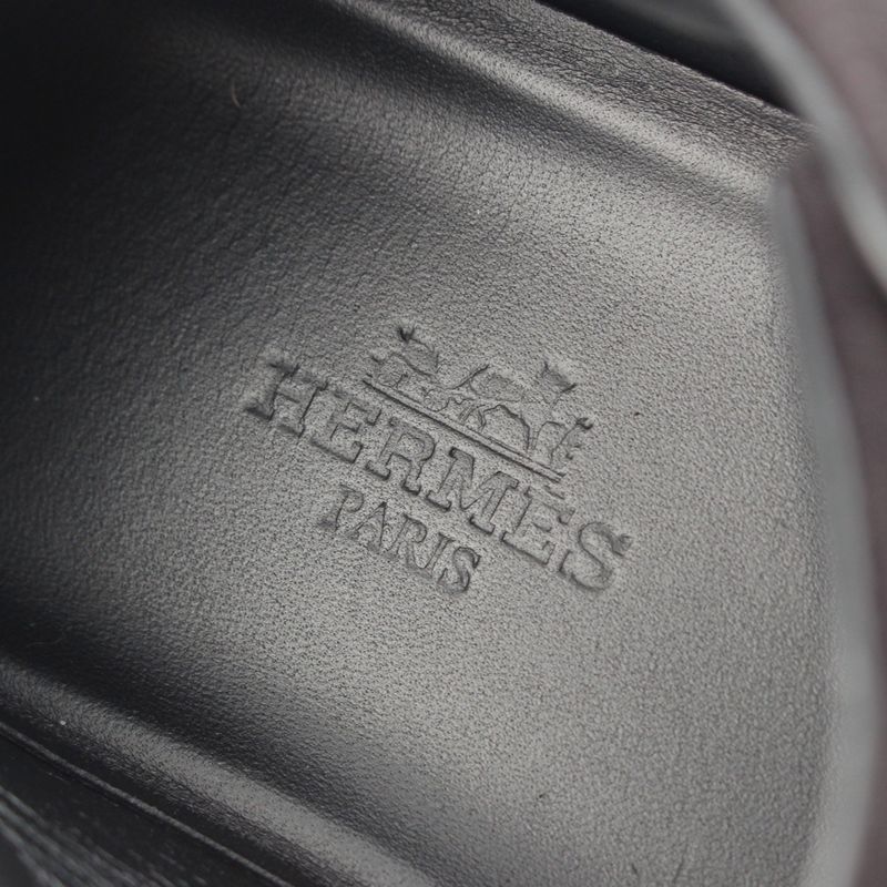 Hermes Leather Bouncing Sneakers Shoes Black White 37