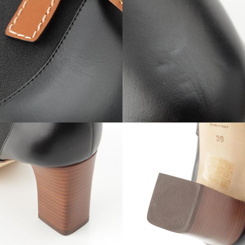 Loewe Gate Leather Side Gore Short Boots Shoes Black 39