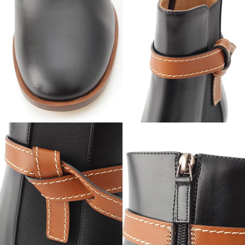 Loewe Gate Leather Side Gore Short Boots Shoes Black 39
