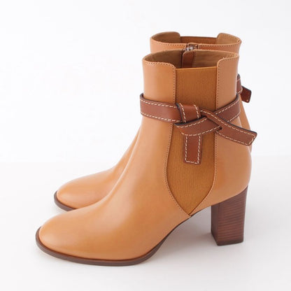 Loewe Gate Leather Side Gore Short Boots Shoes Gold 39