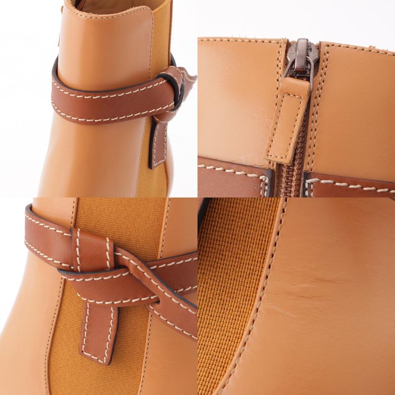 Loewe Gate Leather Side Gore Short Boots Shoes Gold 39