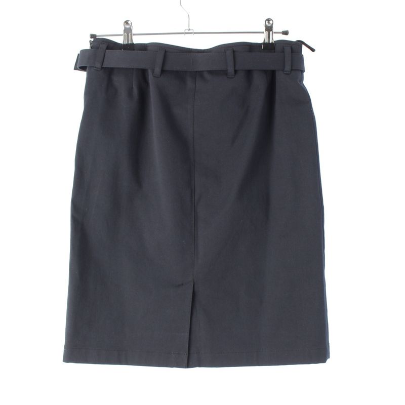 Prada Logo Belt Skirt Knee Length Navy 42