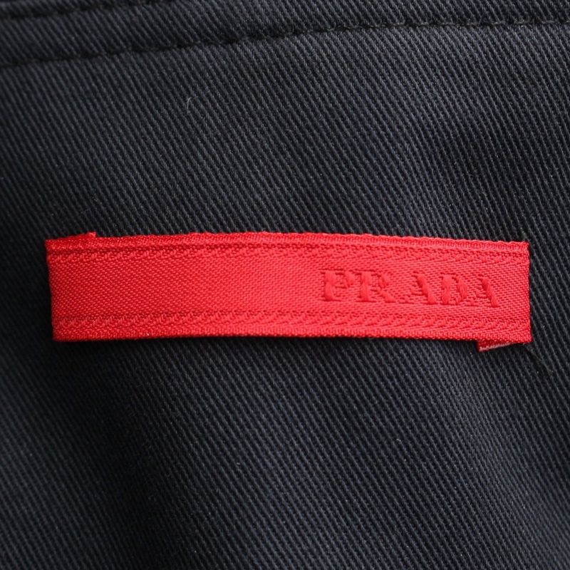 Prada Logo Belt Skirt Knee Length Navy 42