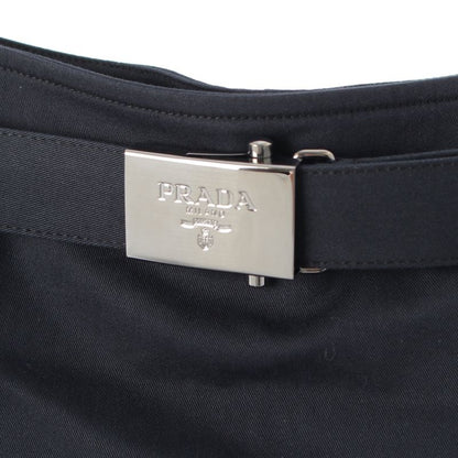 Prada Logo Belt Skirt Knee Length Navy 42
