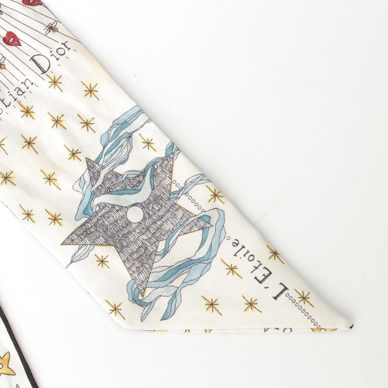 Dior Mitzah L'etoile Bee Star Silk Scarf White Multicolor