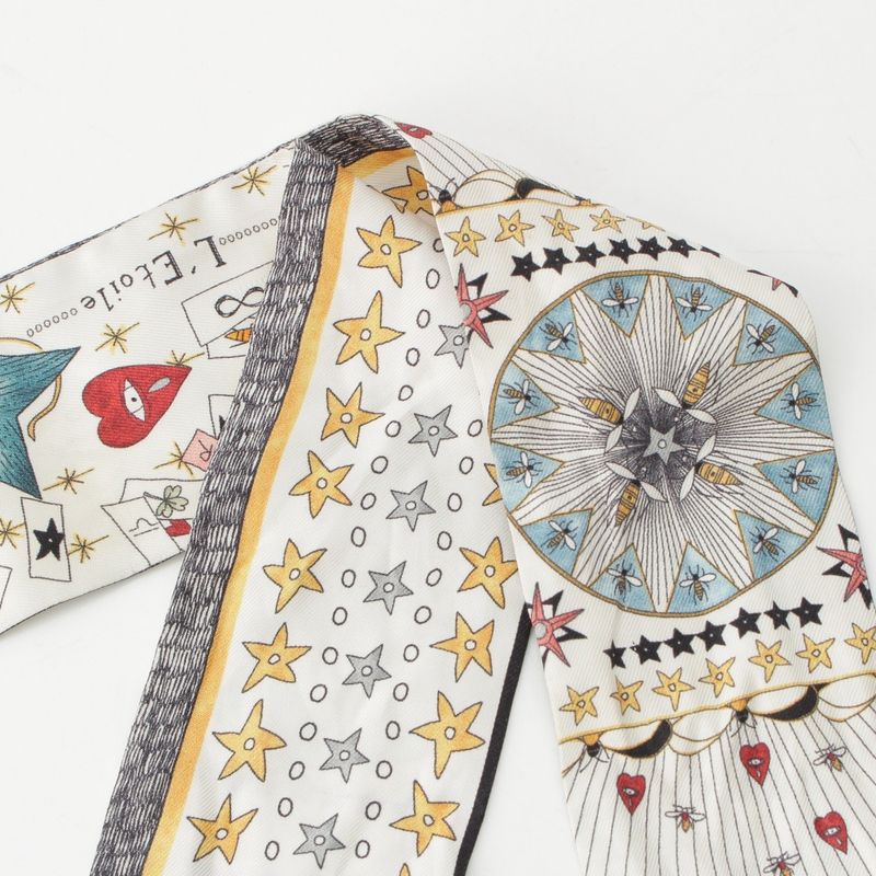 Dior Mitzah L'etoile Bee Star Silk Scarf White Multicolor