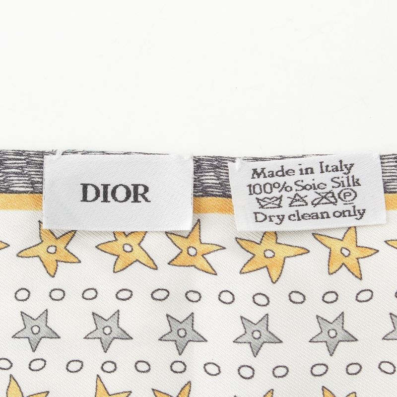Dior Mitzah L'etoile Bee Star Silk Scarf White Multicolor