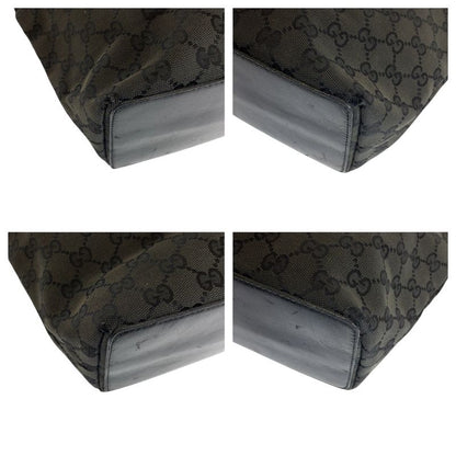 Gucci Black Gold GG Canvas Leather 002 Tote