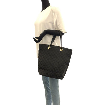 Gucci Black Gold GG Canvas Leather 002 Tote