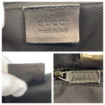 Gucci Black Gold GG Canvas Leather 002 Tote