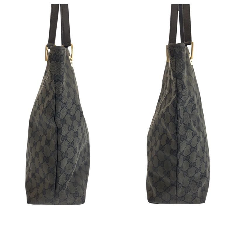 Gucci Black Gold GG Canvas Leather 002 Tote