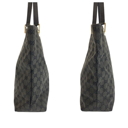 Gucci Black Gold GG Canvas Leather 002 Tote