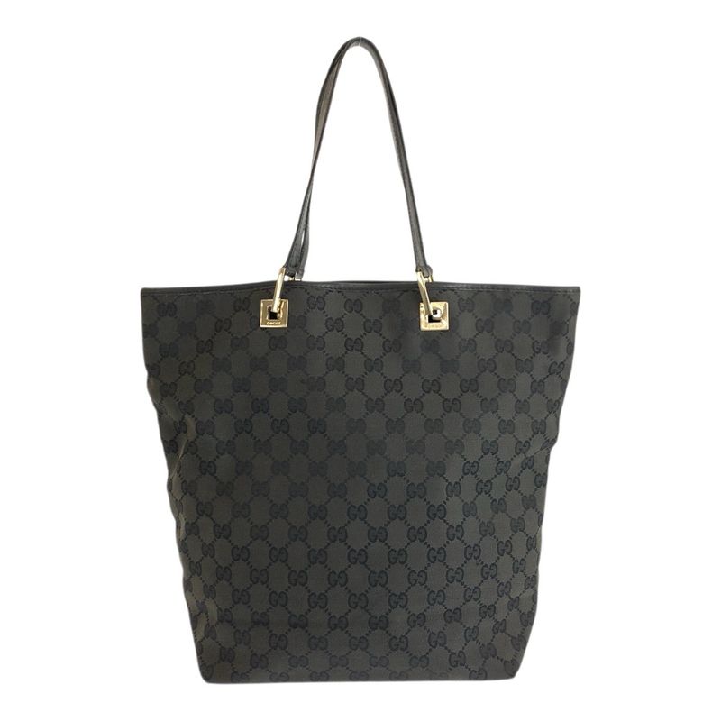 Gucci Black Gold GG Canvas Leather 002 Tote