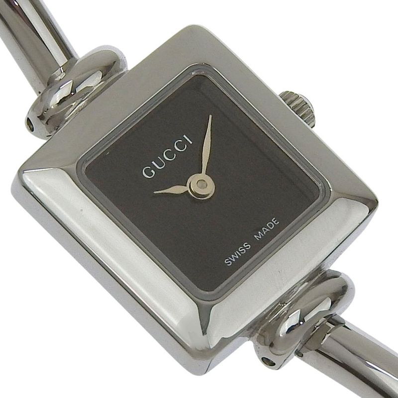 Gucci Stainless Steel Quartz Analog Display Black Dial Watch