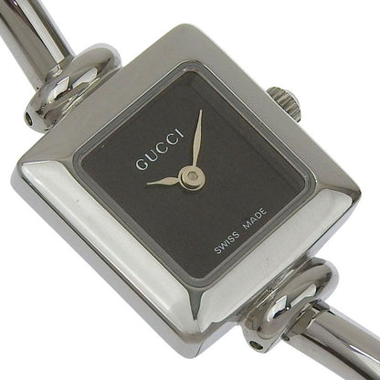 Gucci Stainless Steel Quartz Analog Display Black Dial Watch