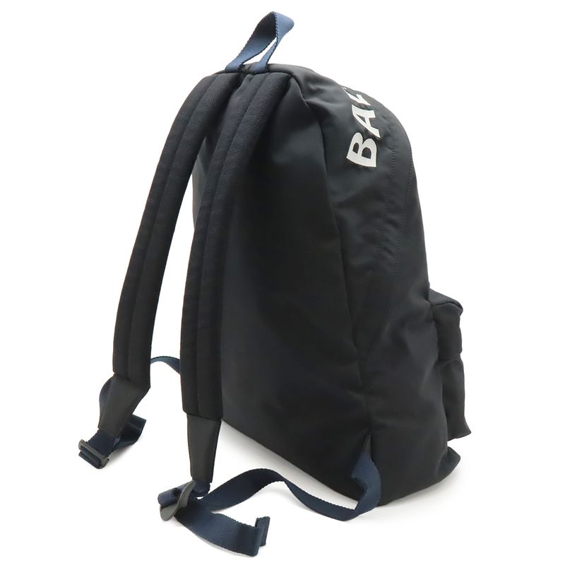 Balenciaga Wheel Backpack Logo Embroidery Nylon Canvas Black Navy White