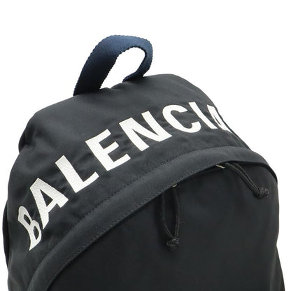 Balenciaga Wheel Backpack Logo Embroidery Nylon Canvas Black Navy White