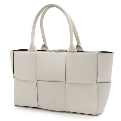 Bottega Veneta Maxi Intrecciato Arco Tote Small Leather White Black
