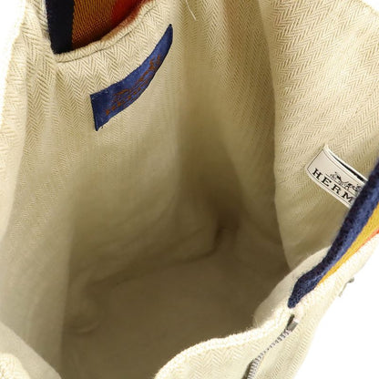 Hermes Cavalier Shoulder Bag Canvas Natural Orange Yellow