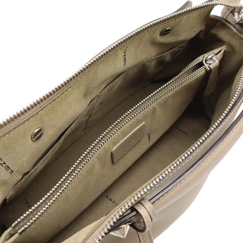 Fendi by the Way 2-Way Shoulder Bag Leather Grey Silver Greige