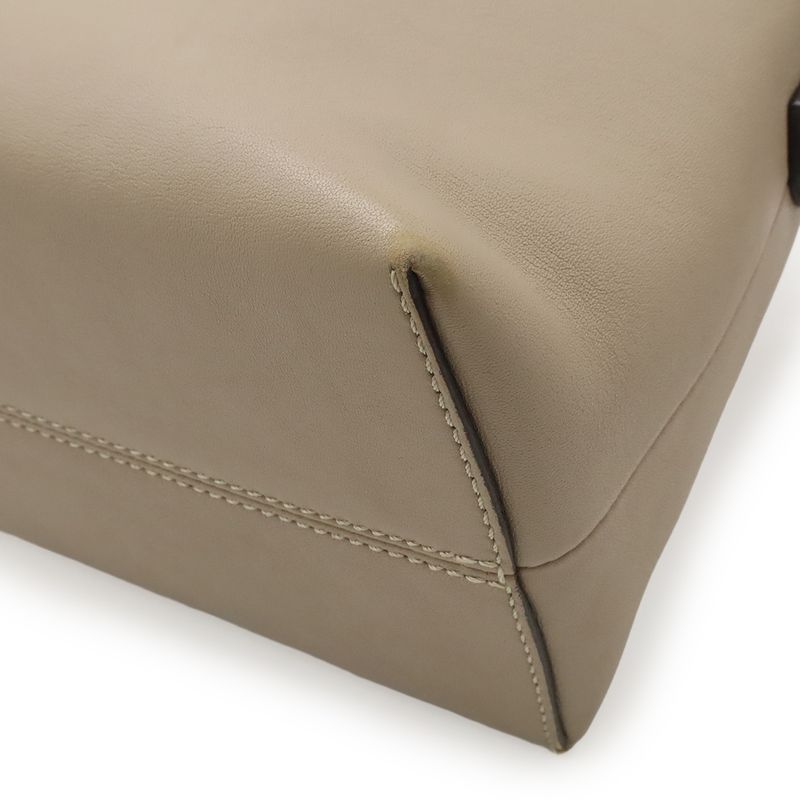 Fendi by the Way 2-Way Shoulder Bag Leather Grey Silver Greige