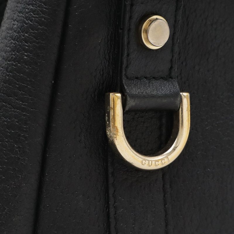 Gucci Abbey Tote Shoulder Bag Leather Black Gold