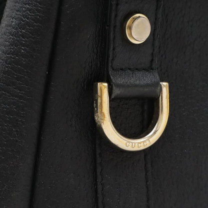 Gucci Abbey Tote Shoulder Bag Leather Black Gold