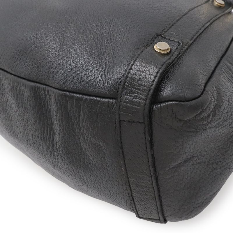 Gucci Abbey Tote Shoulder Bag Leather Black Gold
