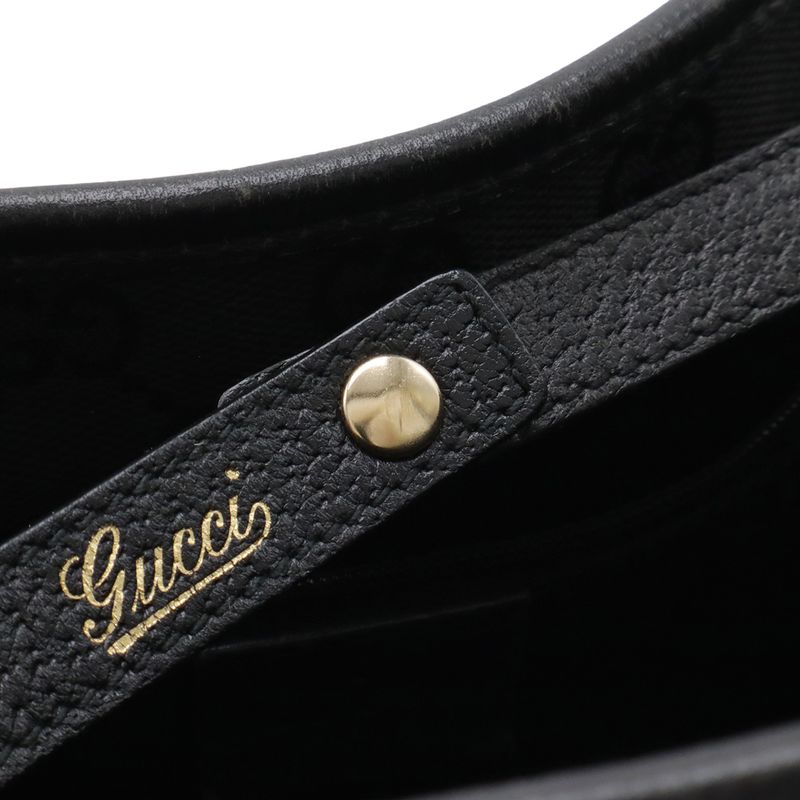 Gucci Abbey Tote Shoulder Bag Leather Black Gold
