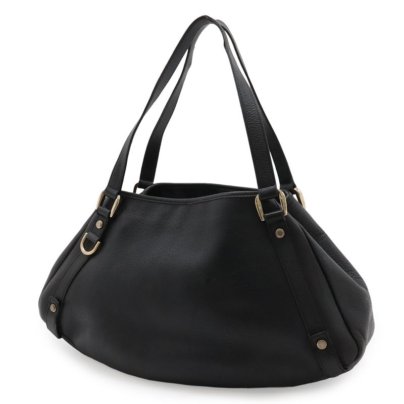 Gucci Abbey Tote Shoulder Bag Leather Black Gold