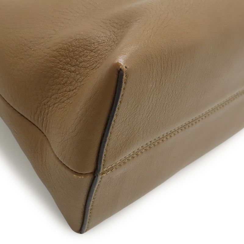Fendi by the Way 2-Way Shoulder Bag Embossed Leather Brown