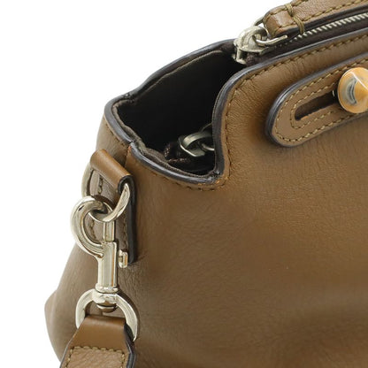Fendi by the Way 2-Way Shoulder Bag Embossed Leather Brown
