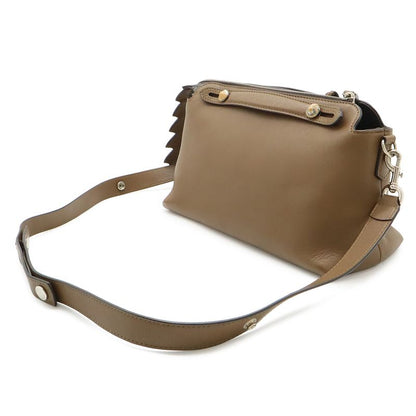 Fendi by the Way 2-Way Shoulder Bag Embossed Leather Brown