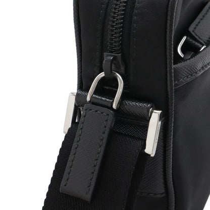 Prada Tessuto Saffian Triangle Logo Shoulder Bag Crossbody Nylon Leather Nero