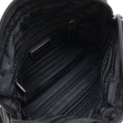 Prada Tessuto Saffian Triangle Logo Shoulder Bag Crossbody Nylon Leather Nero