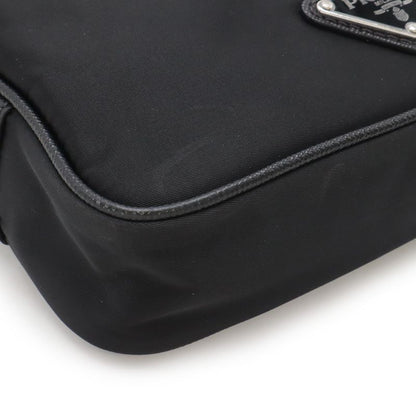 Prada Tessuto Saffian Triangle Logo Shoulder Bag Crossbody Nylon Leather Nero