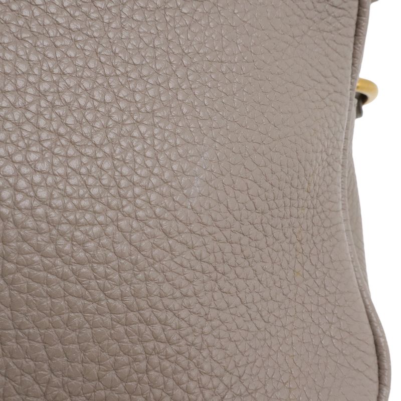 Prada Pochette Shoulder Bag Flap Crossbody Leather Grey Gold Greige