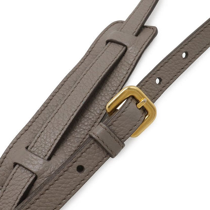 Prada Pochette Shoulder Bag Flap Crossbody Leather Grey Gold Greige