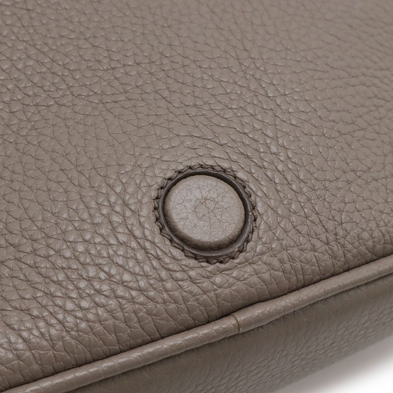 Prada Pochette Shoulder Bag Flap Crossbody Leather Grey Gold Greige