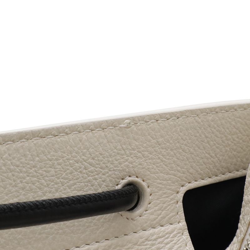 Balenciaga Shopping Tote Logo Shoulder Bag Leather Ivory White - Black
