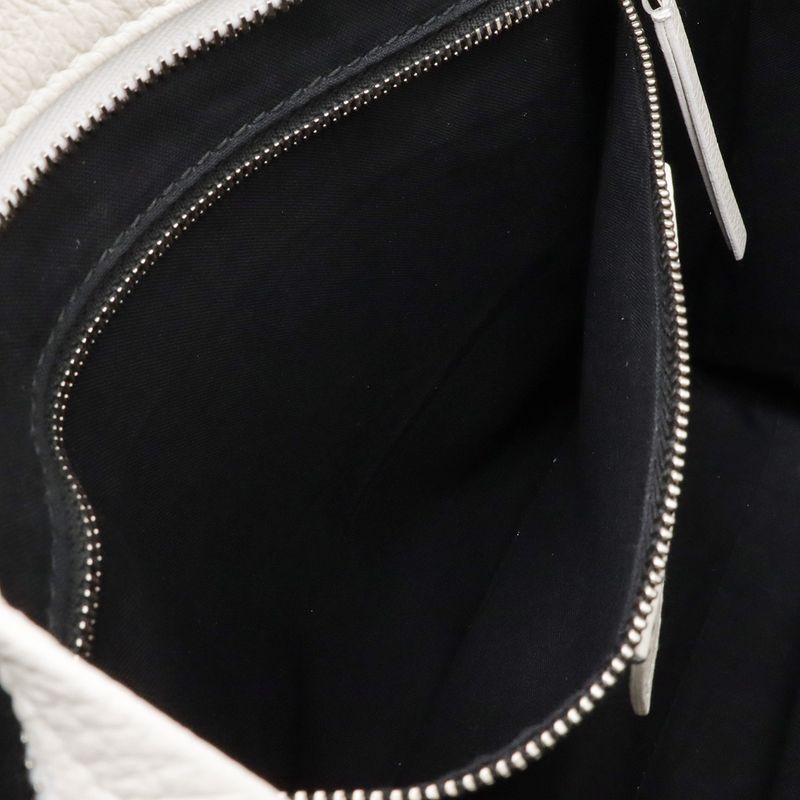 Balenciaga Shopping Tote Logo Shoulder Bag Leather Ivory White - Black
