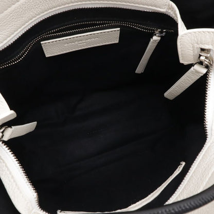 Balenciaga Shopping Tote Logo Shoulder Bag Leather Ivory White - Black