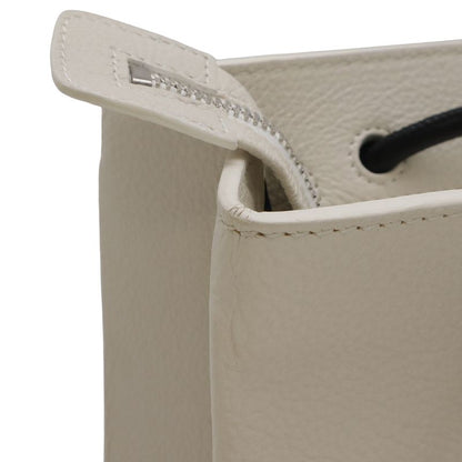 Balenciaga Shopping Tote Logo Shoulder Bag Leather Ivory White - Black