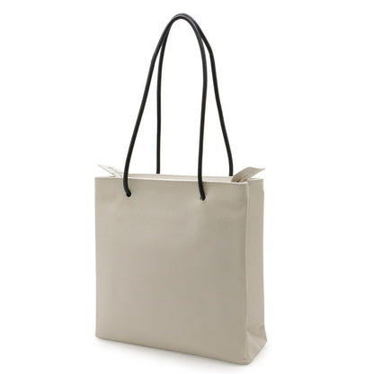 Balenciaga Shopping Tote Logo Shoulder Bag Leather Ivory White - Black