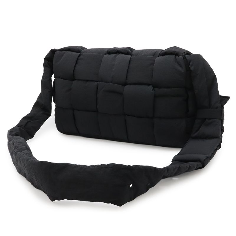 Bottega Veneta Maxi Intrecciato Padded Tech Cassette Shoulder Bag Nylon Black